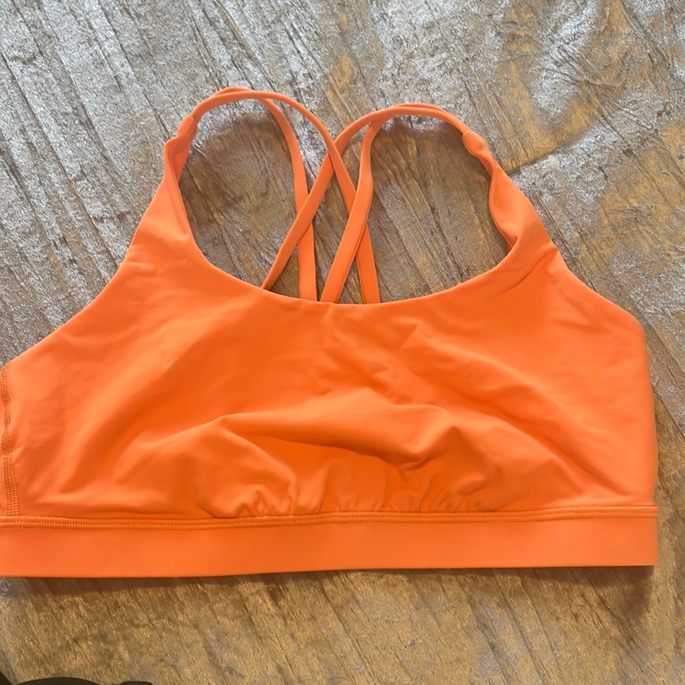 UNWORN Lululemon neon orange energy long line bra